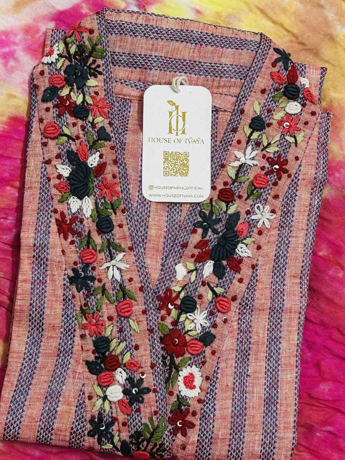 Floral Accent Stripes Kurta